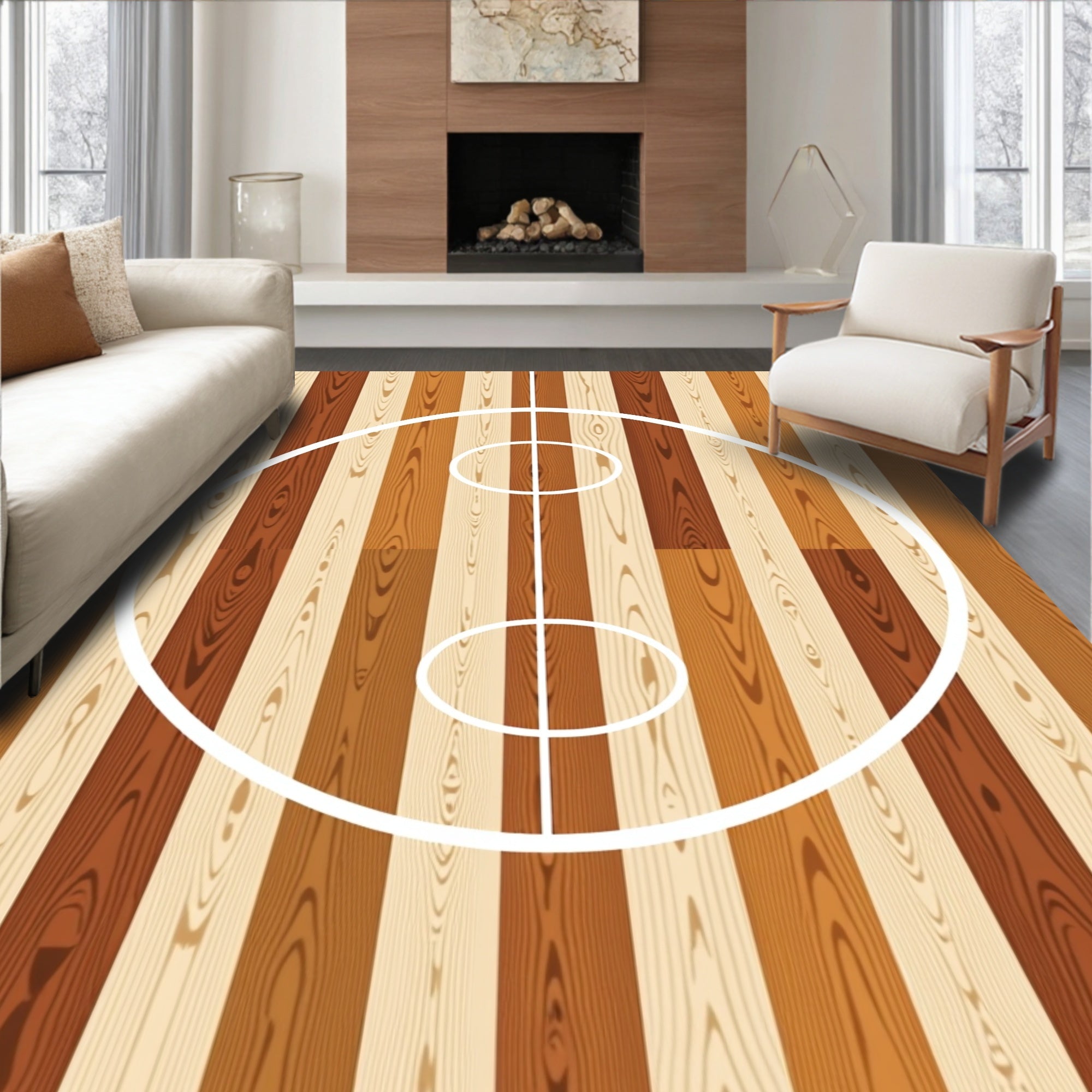 Wood Grain Hoop Court Rug
