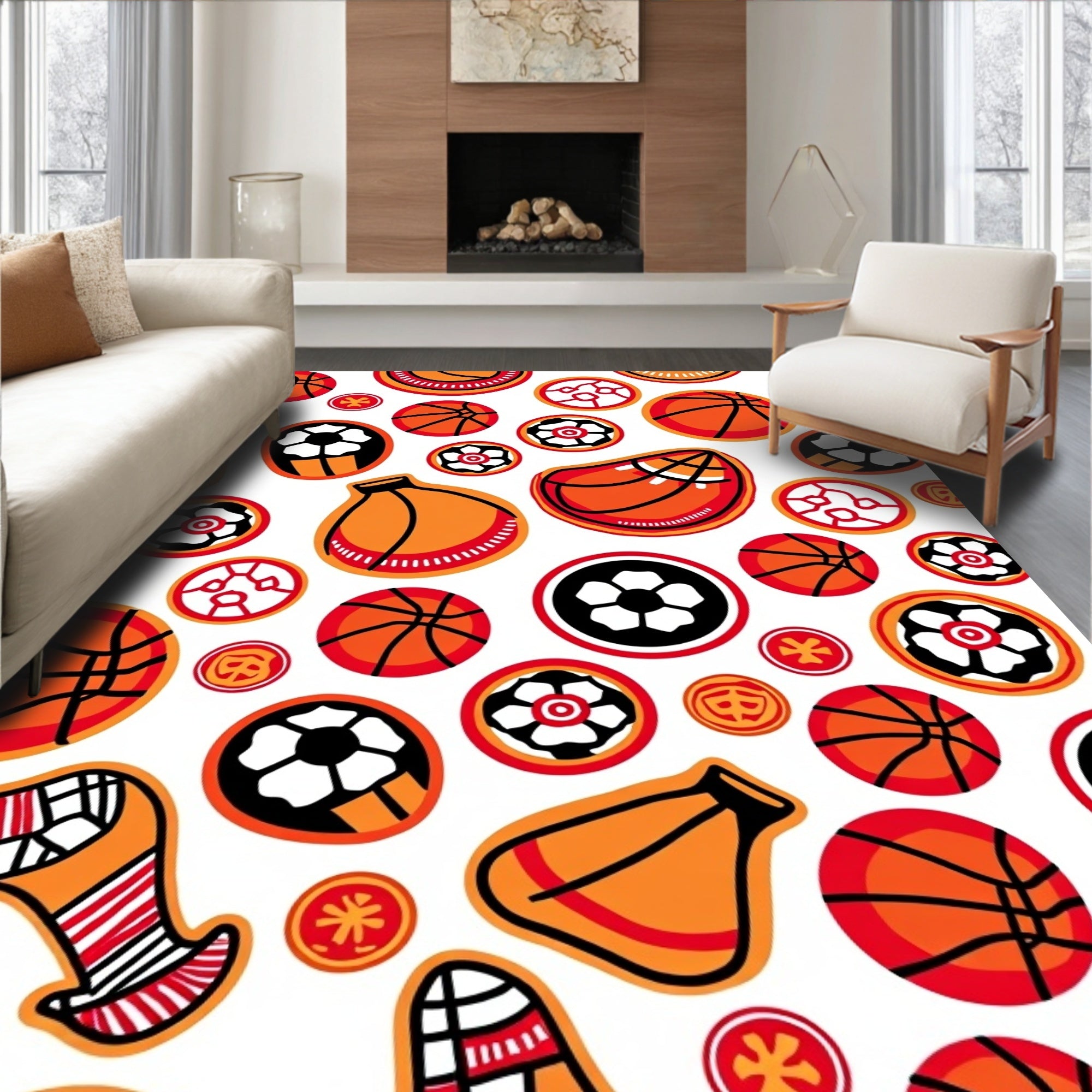 Orange Red Ball Medley Rug