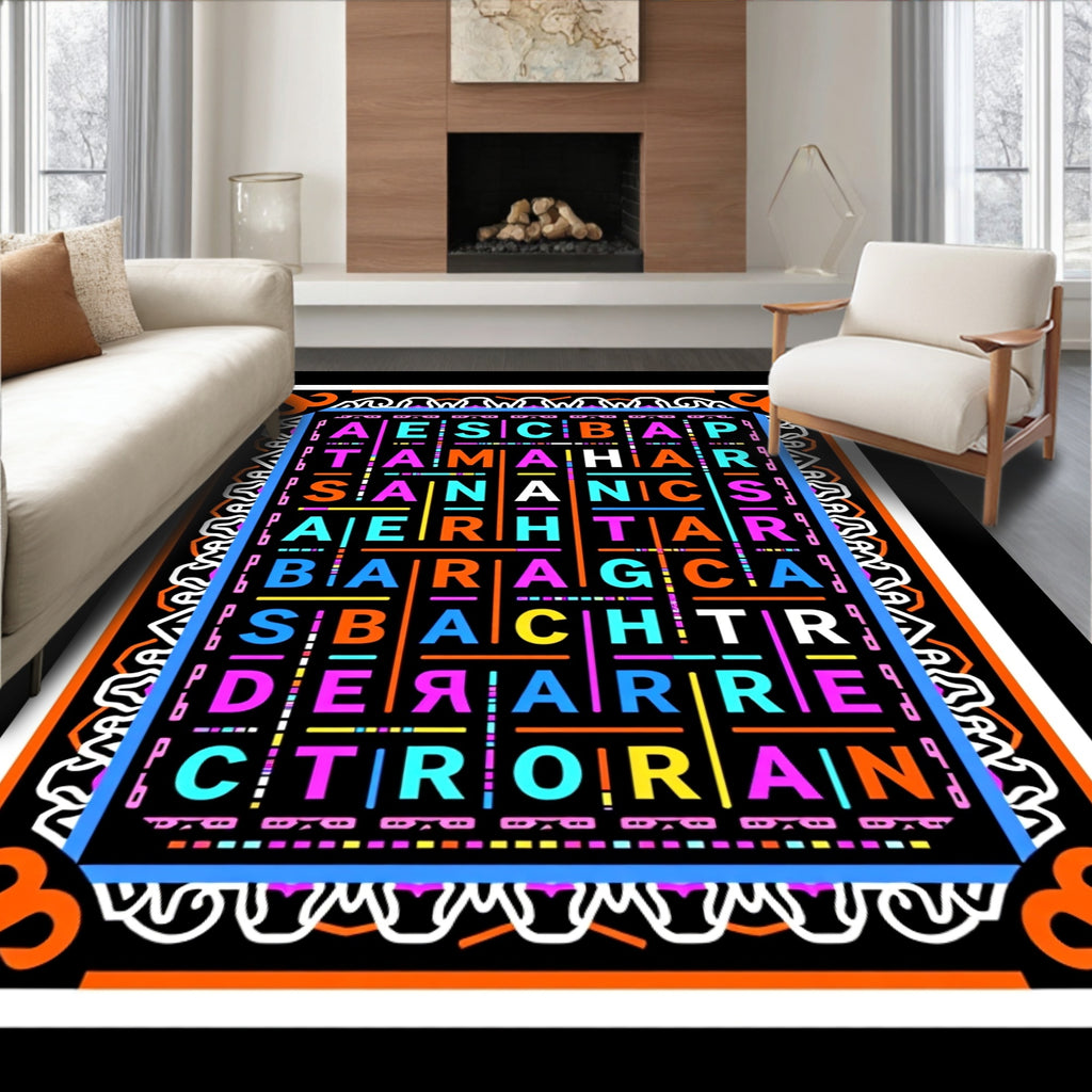Vibrant Color Block Typographic Square Rug