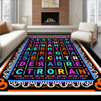 Vibrant Color Block Typographic Square Rug