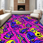 Vivid Pink Skull Weapon Collage Rug