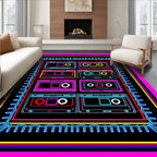 Retro Cassette Tape Collage Rug