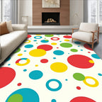Colorful Red Blue Yellow Green Circles Rug