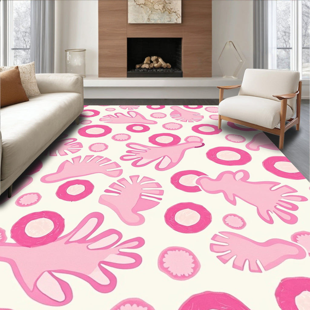 Whimsical Pink Coral Abstract Rug