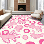 Whimsical Pink Coral Abstract Rug