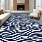 Navy Cream Wavy Stripes Rug
