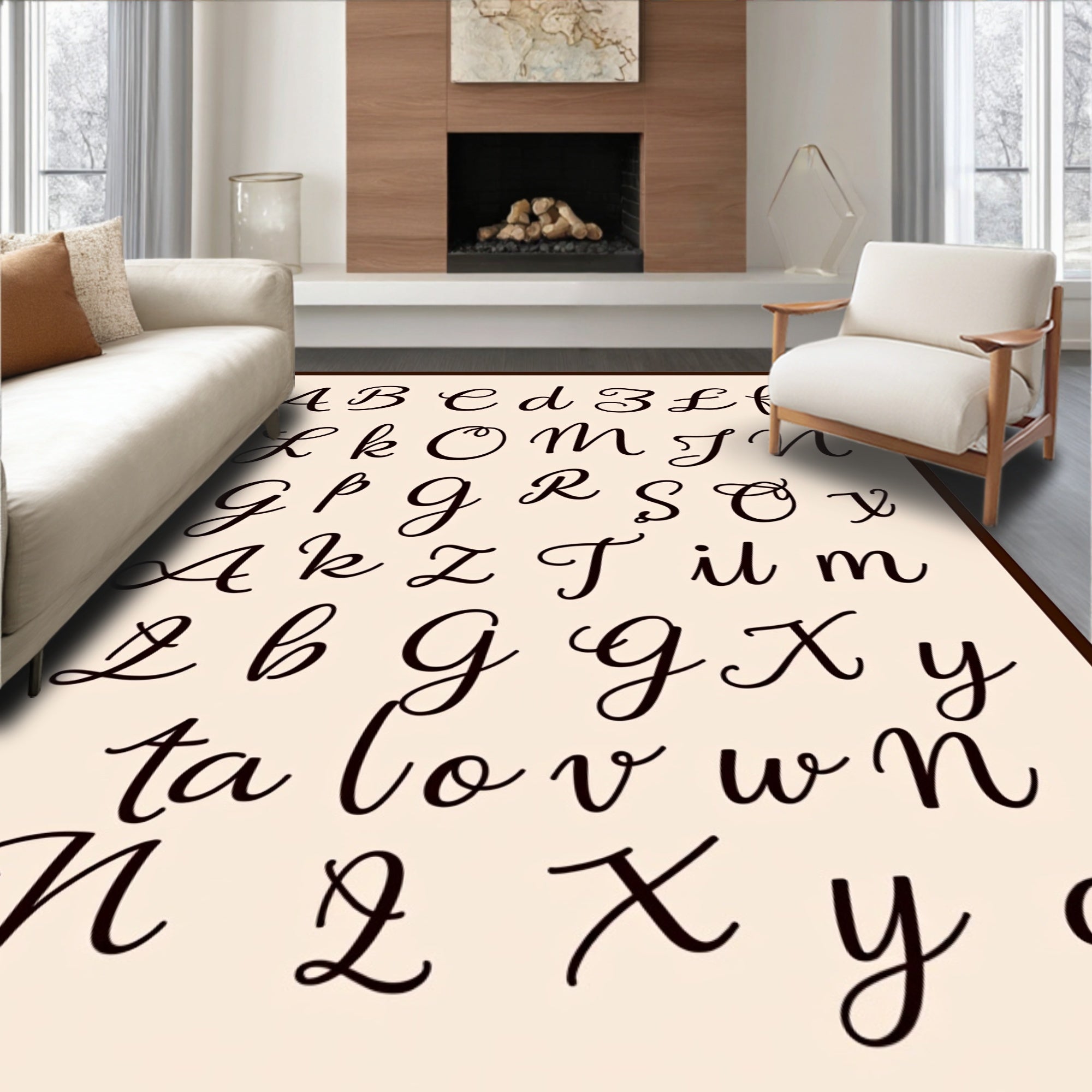 Classic Script Alphabet Collection Rug