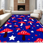 Red White Polka Dot Mushroom Stars Rug