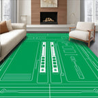 Green Blueprint Technical Schematic Rug