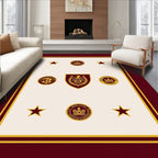 Maroon Gold Crest Star Arrangement Rug
