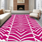 Pink White Tribal Chevron Diamond Rug