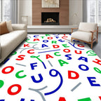 Playful Multicolored Alphabet Scattered Rug