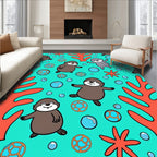 Charming Otter Coral Bubbles Underwater Rug