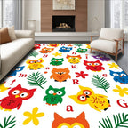 Whimsical Colorful Owl Alphabet Rug