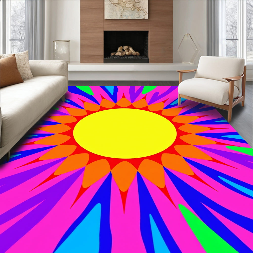 Vibrant Sunburst Bright Floral Rug