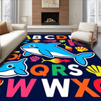 Playful Dolphin Alphabet Marine Life Rug