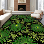 Vibrant Green Tropical Floral Medley Rug