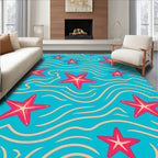 Coastal Starfish Wave Watercolor Rug