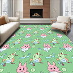 Cute Pink Cartoon Bunny Repeating Pattern Rug