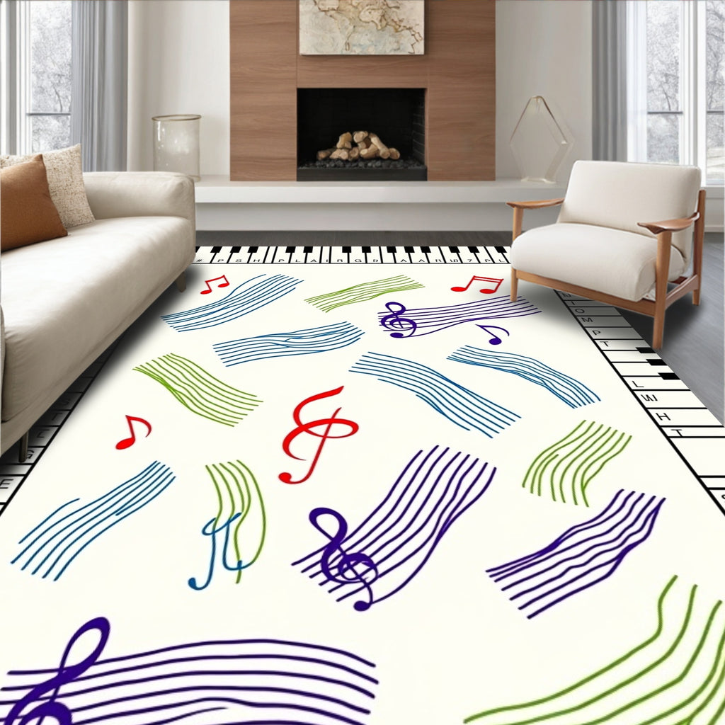 Musical Notes and Staff Lines Rug