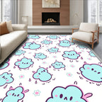 Cute Blue Cloud Raindrop Sprinkle Rug
