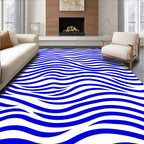 Bold Blue Flowing Wave Rug