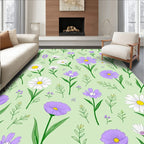 Lilac White Daisy Garden Meadow Rug