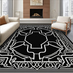 Monochromatic Ornate Geometric Square Rug