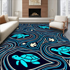 Aqua Turtle Swirl Oceanic Flow Rug