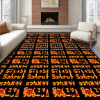 Orange Red Geometric Alphabet Rug