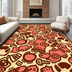 Playful Coral Cartoon Creature Collage Rug
