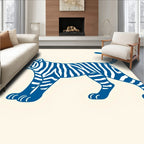 Bold Blue Tiger Stripped Silhouette Rug