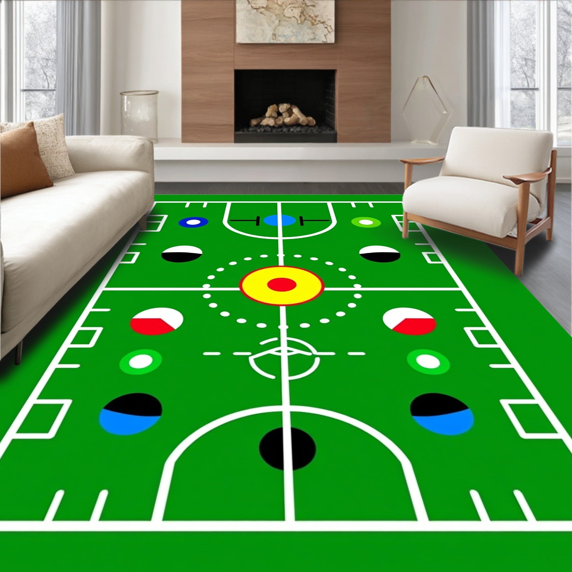 Mod Green Field Concentric Circles Icons Rug