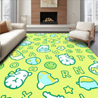 Light Yellow Cartoon Creatures Alphabet Rug