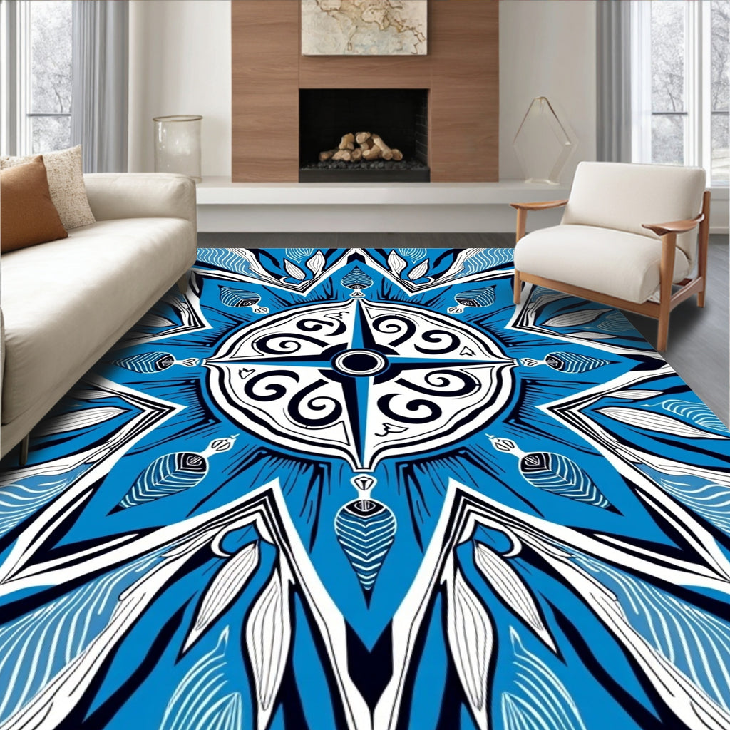 Blue Oceanic Starburst Medallion Rug
