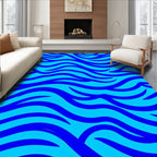 Bold Blue Wave Abstract Rug