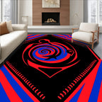 Spiritual Red Blue Swirl Figure Icon Rug