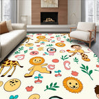 Playful Yellow Animals Geometric Arrangement Rug