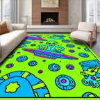 Alien Groovy Spacecraft Neon Explosion Rug