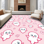 Cute Pink Ghost Star Pattern Rug