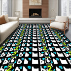 Bold Neon Geometric Alphabet Collage Rug