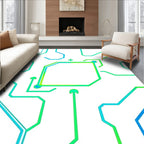 Modern Circuit Board Teal Green Rug