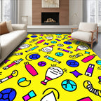 Bold Graphic Whimsical Retro Icons Rug