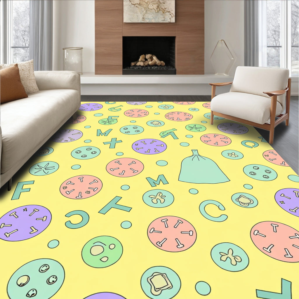 Whimsical Pastel Circus Tents Letters Rug