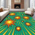 Explosive Teal Orange Starburst Collage Rug