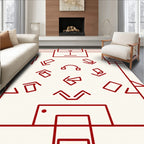 Crimson Geometric Symbol Scatter Rug