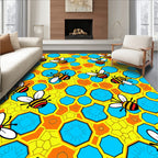 Yellow Bee Honeycomb Watercolor Rug
