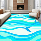 Ocean Blue Dolphin Waves Rug