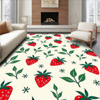 Vibrant Red Strawberry Leafy Arrangement Rug