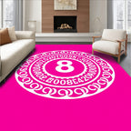 White Circular Medallion With Number Rug
